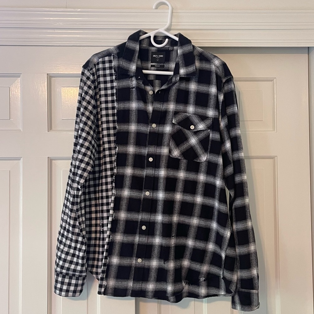 ASOS Only & Sons Distressed Contrast Flannel